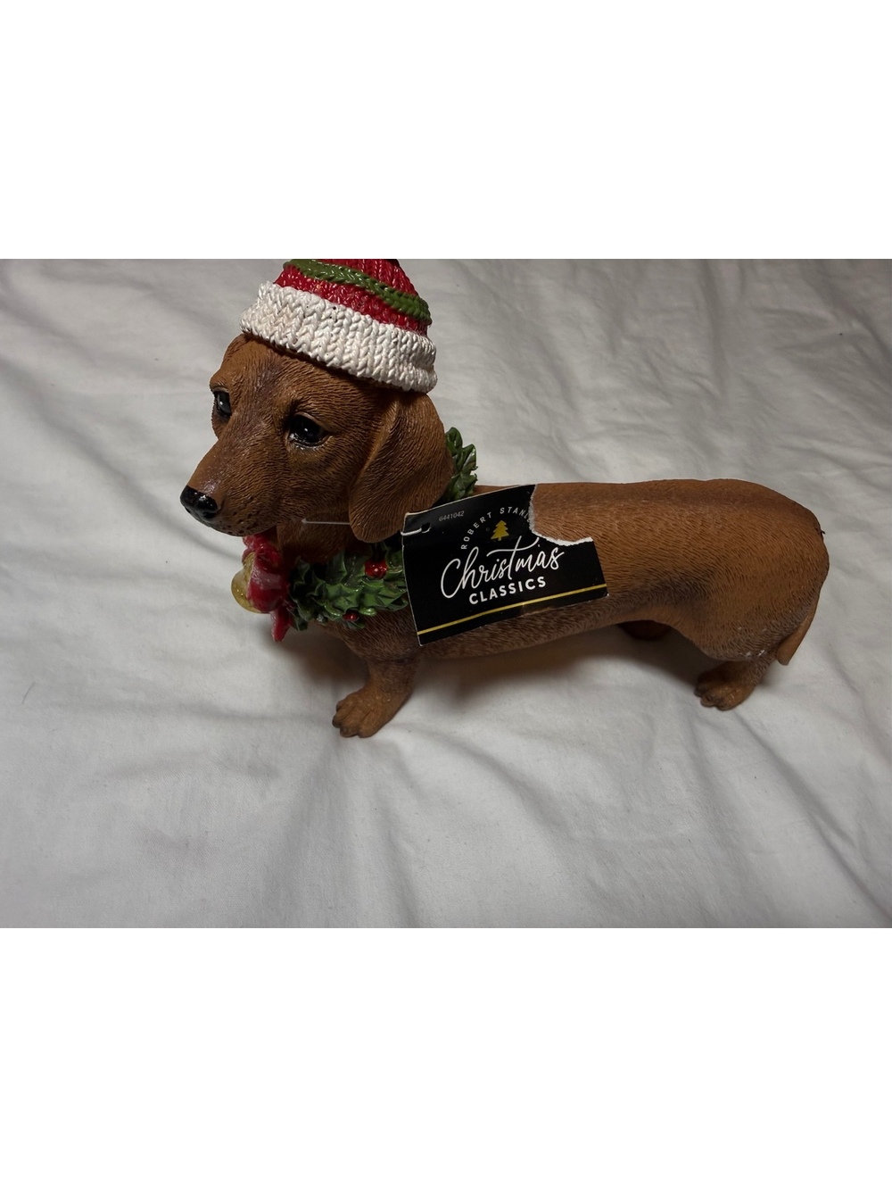 Christmas Classics Dachshund Dog Figurine with Holiday Hat and Wreath